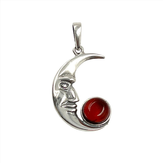 Sterling Silver Amber Moon Pendants