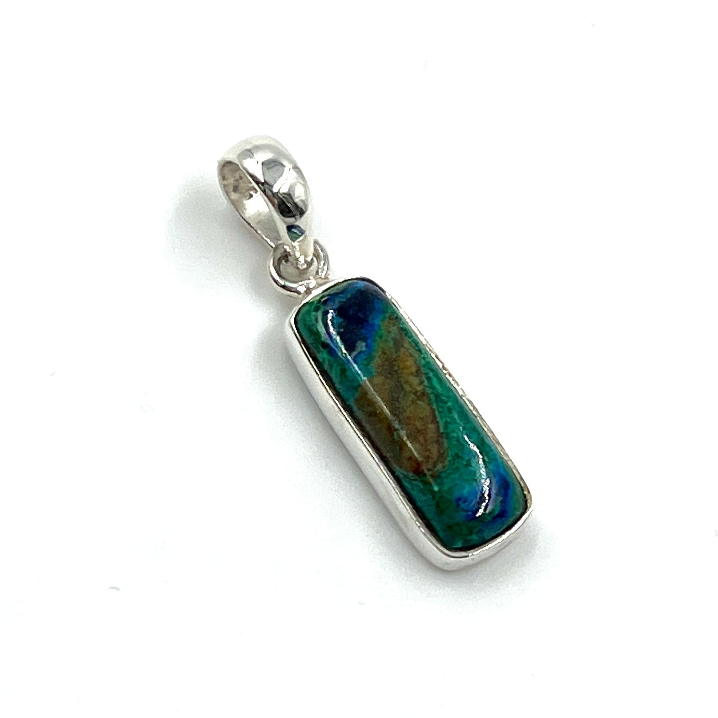 Sterling Silver Azurite Malachite Rectangle Pendants