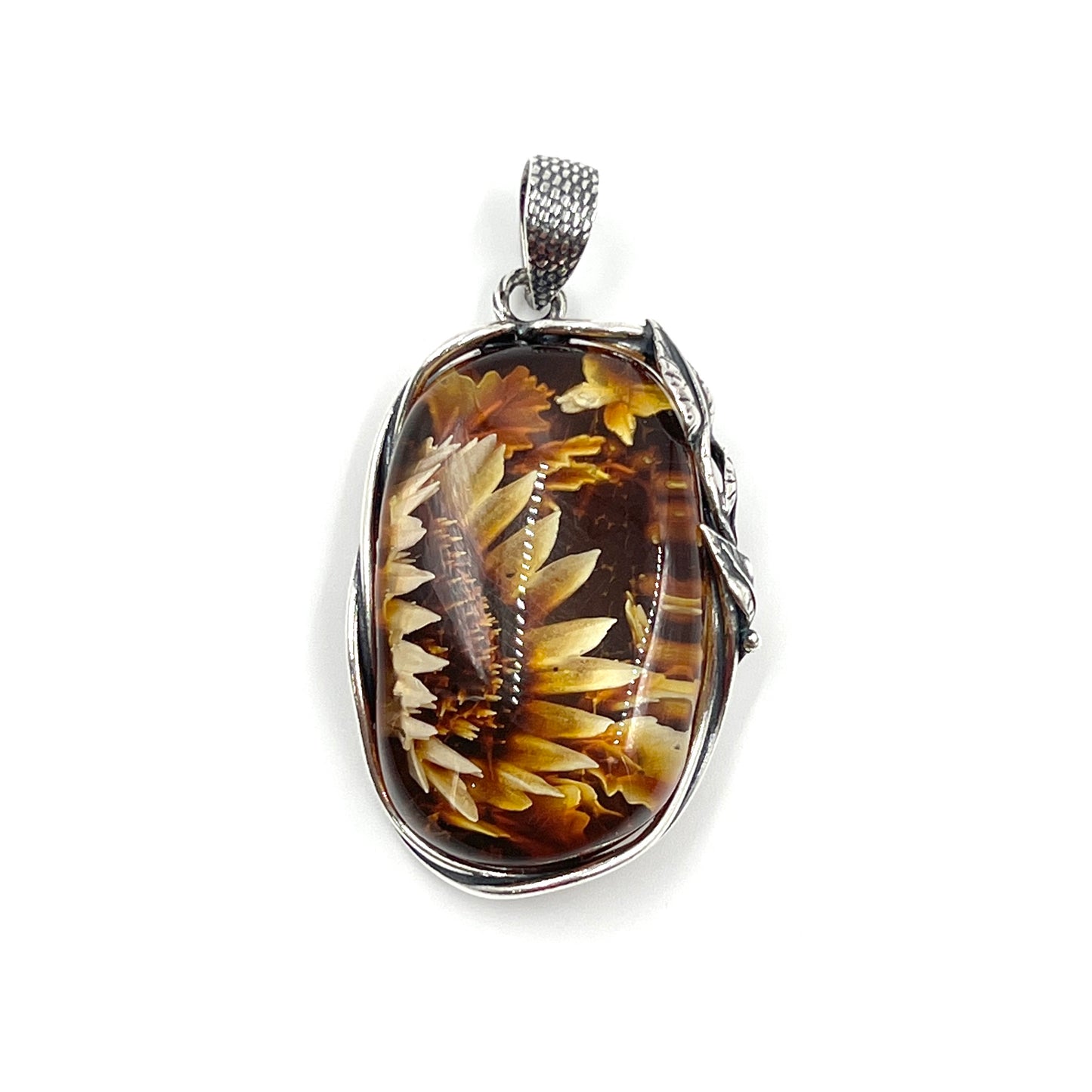 Amber Flower Pendants