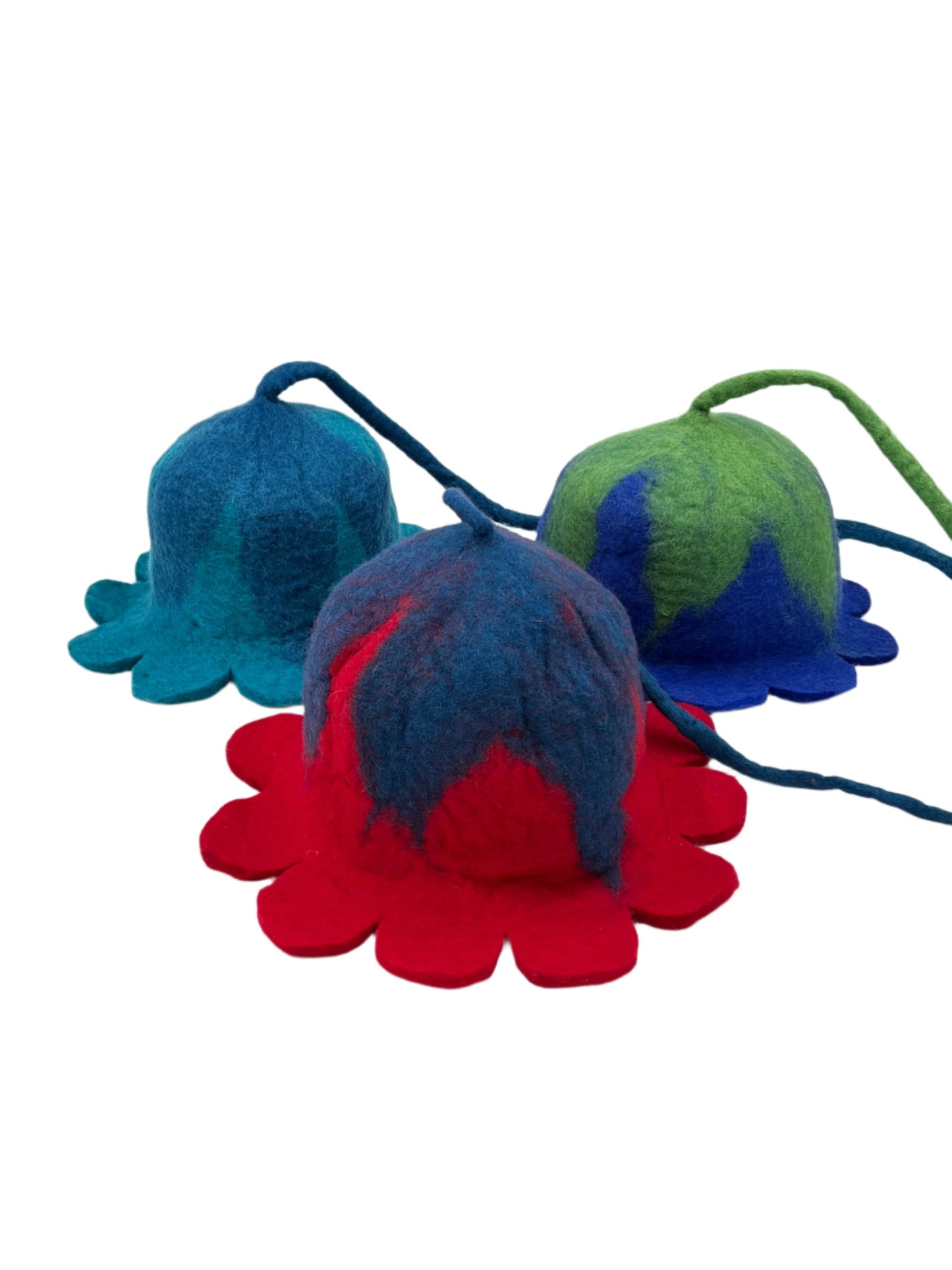 Hand felted Flower w long Vine Wool Hats