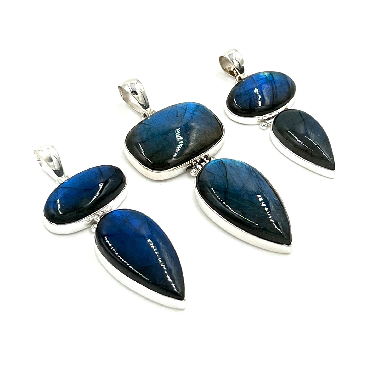 Sterling Silver Double Labradorite Pendants