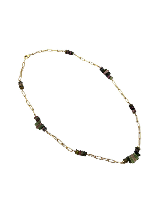 Watermelon Tourmaline Gold Filled Necklaces