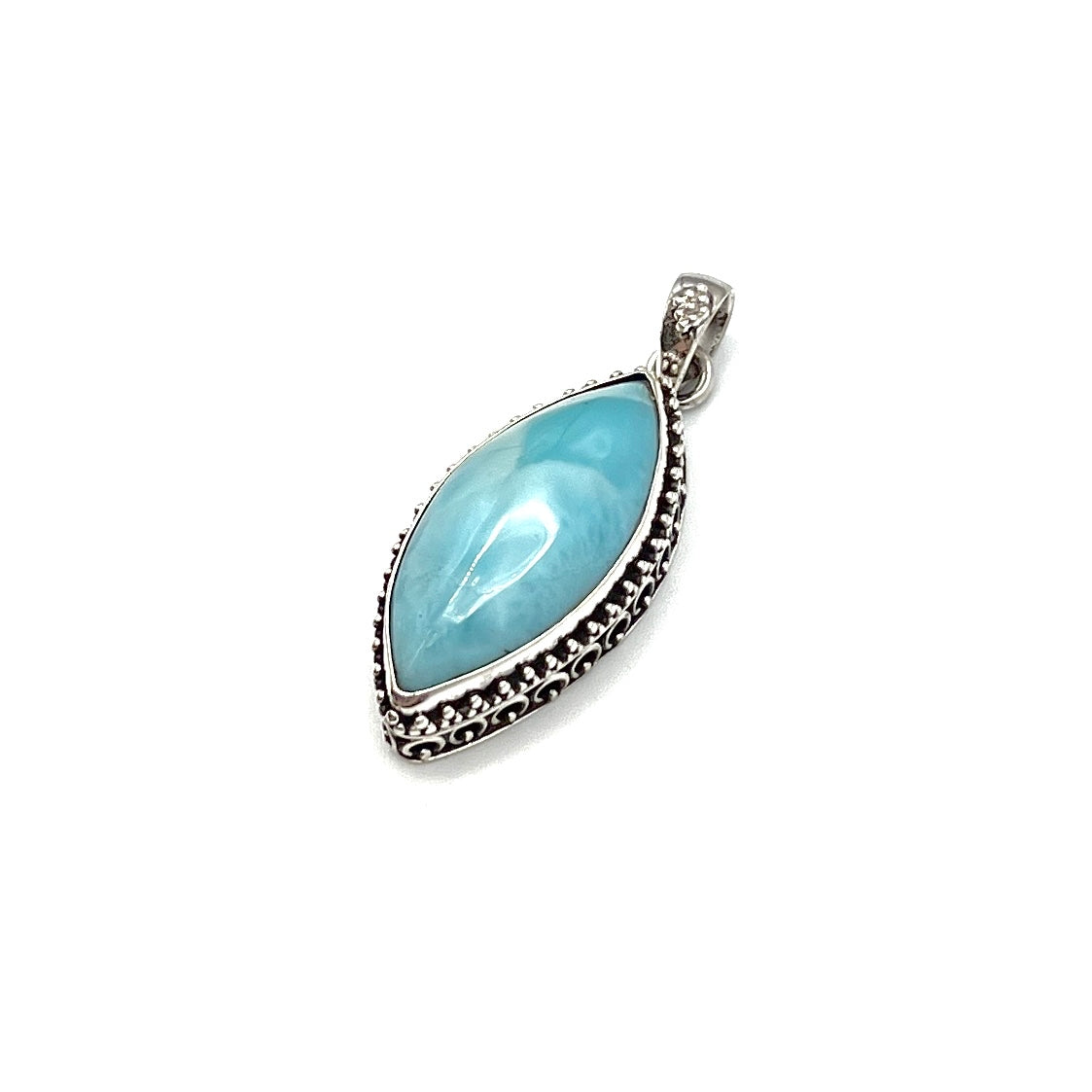 Sterling Silver Beaded Larimar Freeform Pendants