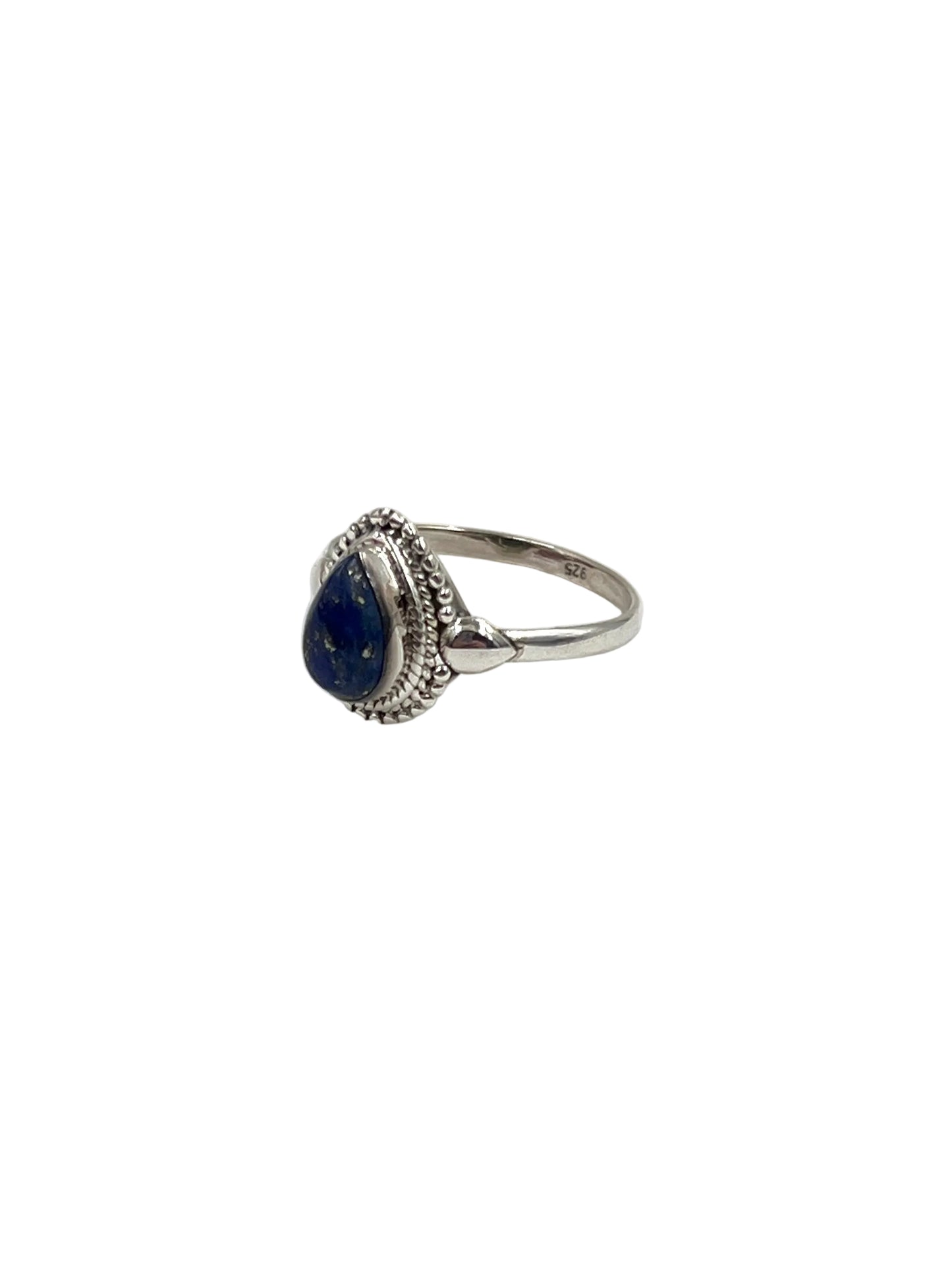 Beaded Teardrop Lapis Lazuli Ring
