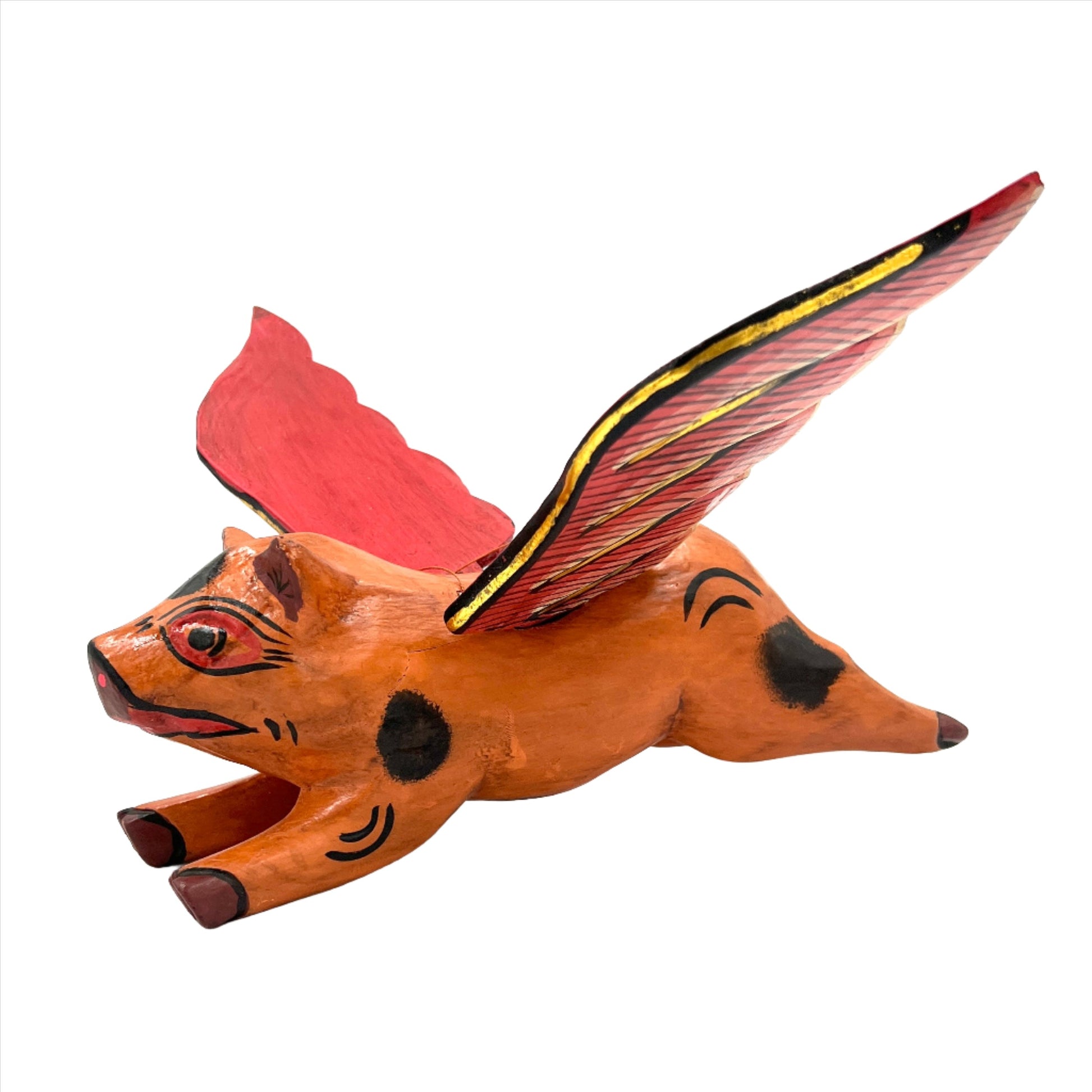 Hand Carved Flying Pig Spirit Chasers - Main Image