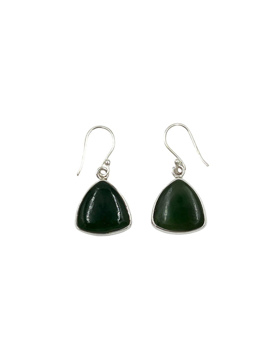 Silver Jade Trillion Earrings