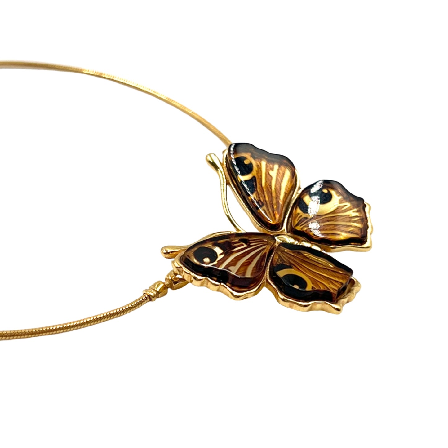 Gold Plated Silver Amber Butterfly Drawstring Bracelet