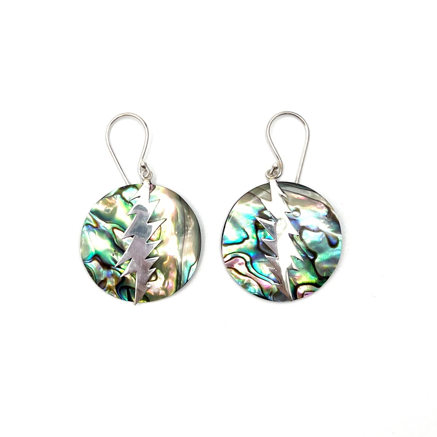 Sterling Silver Bolt Abalone Earrings