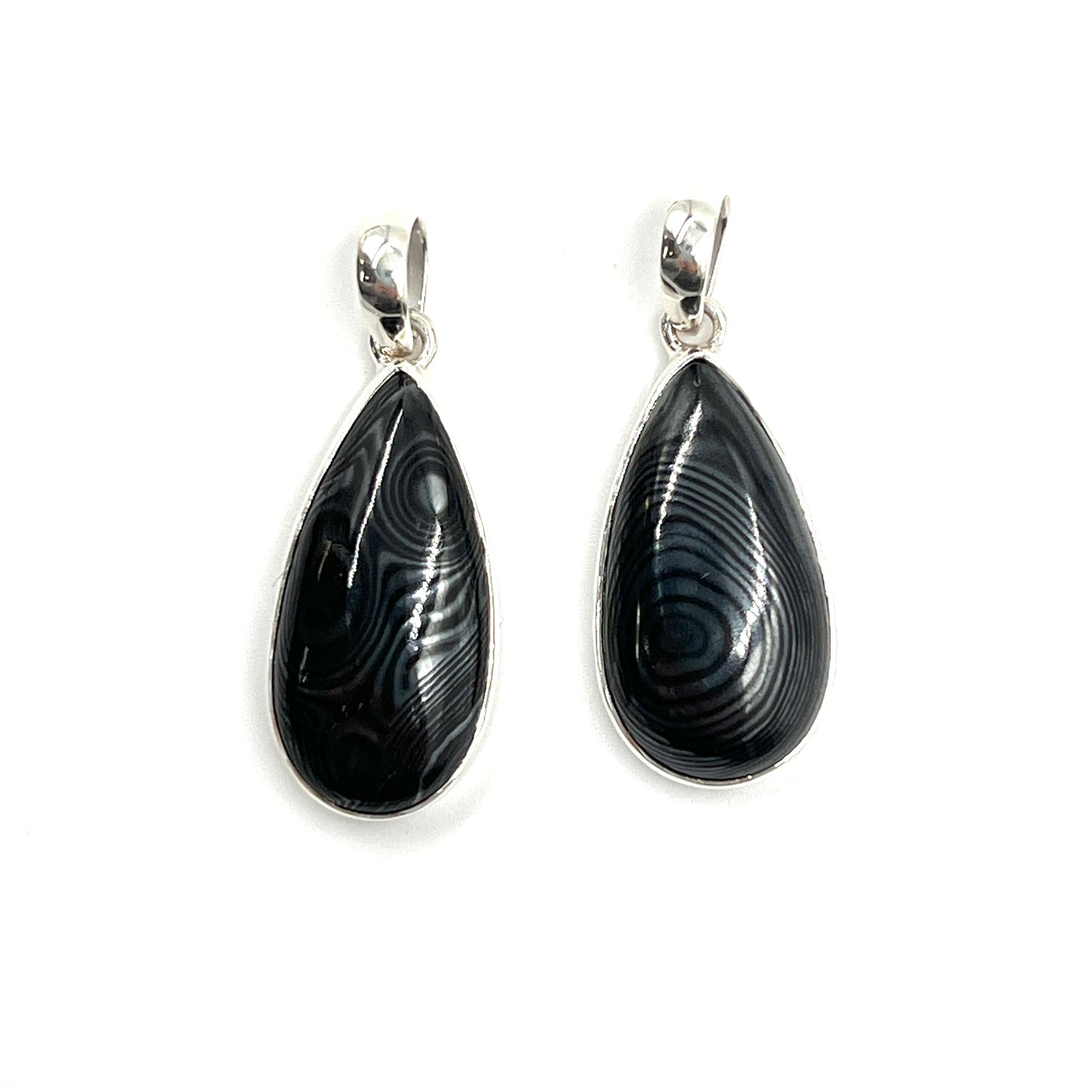 Psilomelane Teardrop Pendants