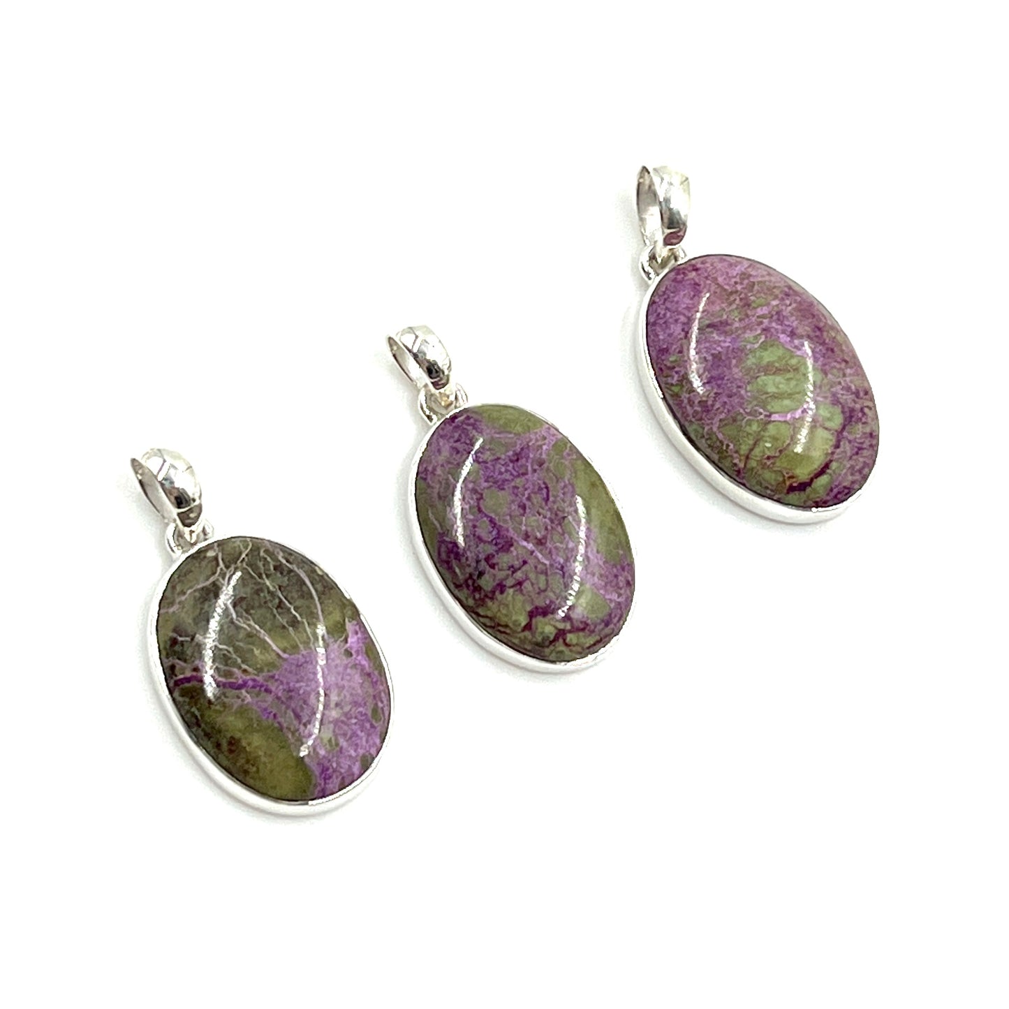 Sterling Silver Stichtite Oval Pendants