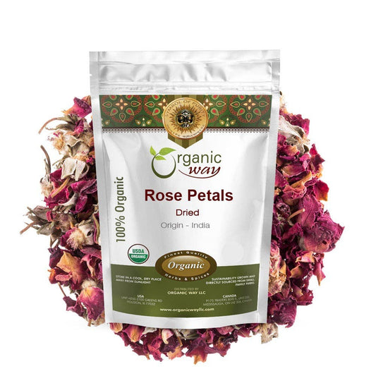 Rose Petals Dried (Rosa Centifolia) - Pure, Edible & Fragrant for Tea | USDA & Kosher Certified |Vegan, Non GMO & Gluten Free | 100% Raw from India - India