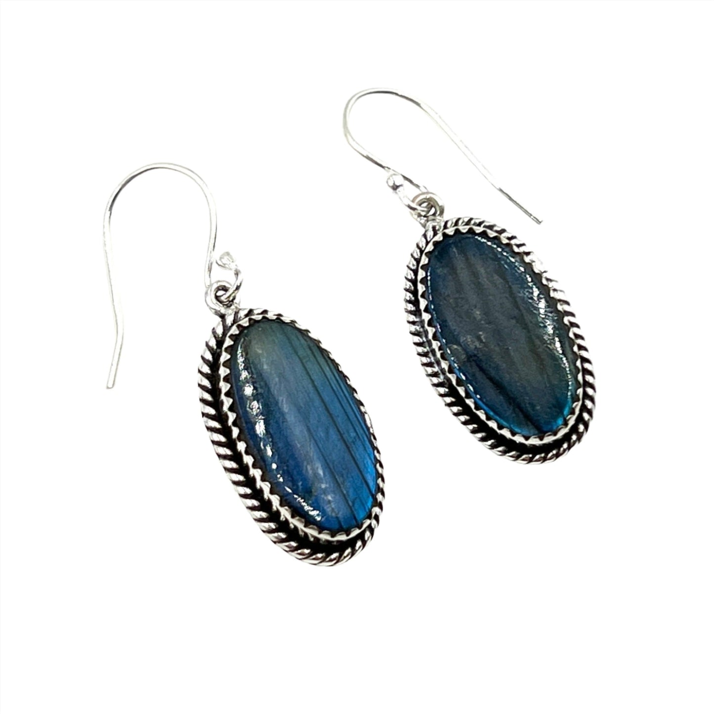 Sterling Silver Oval Labradorite Earrings