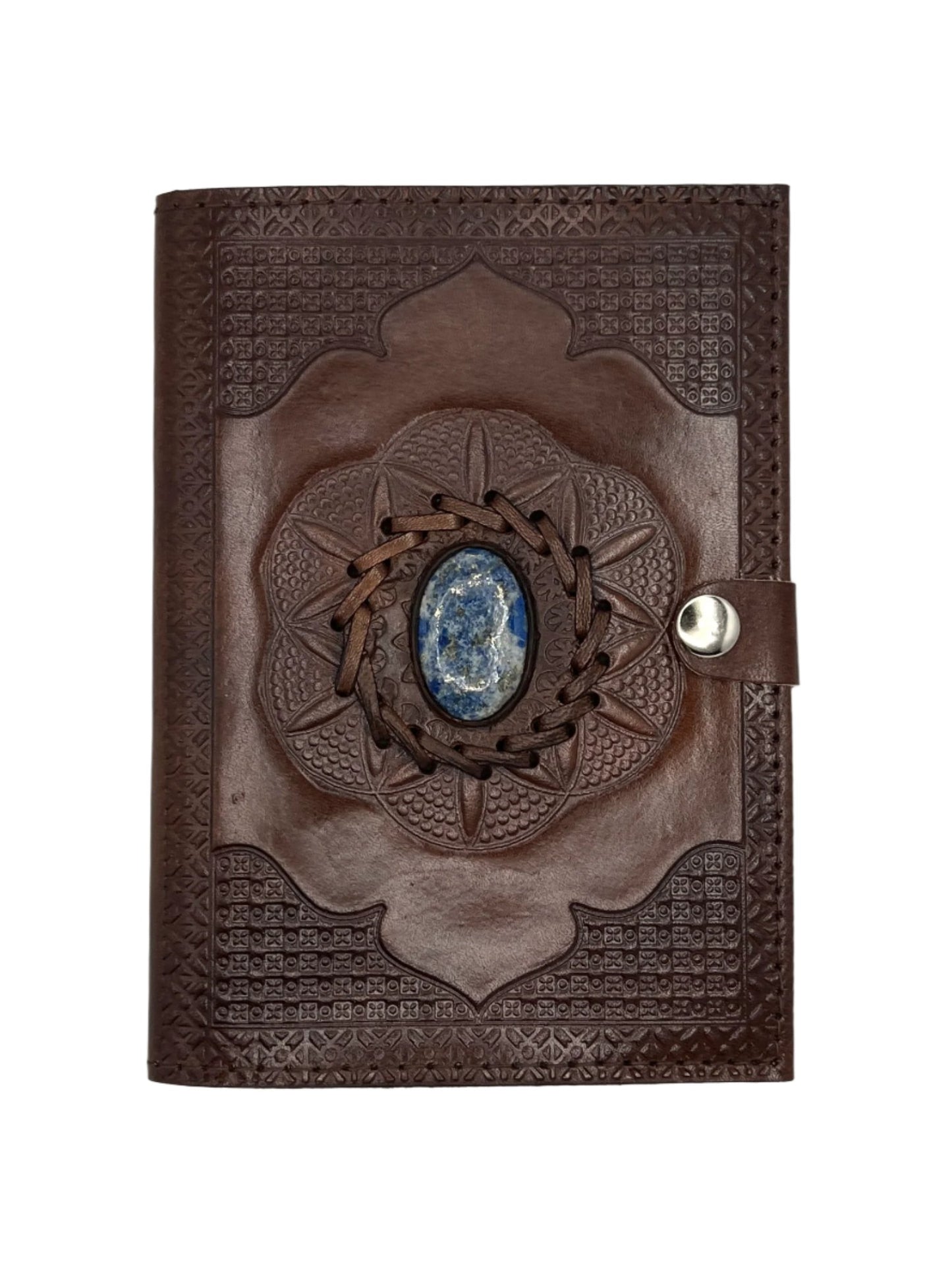 Camel Leather Gemstone Journal | Spiked Lotus | 7" x 5" x 1/2"