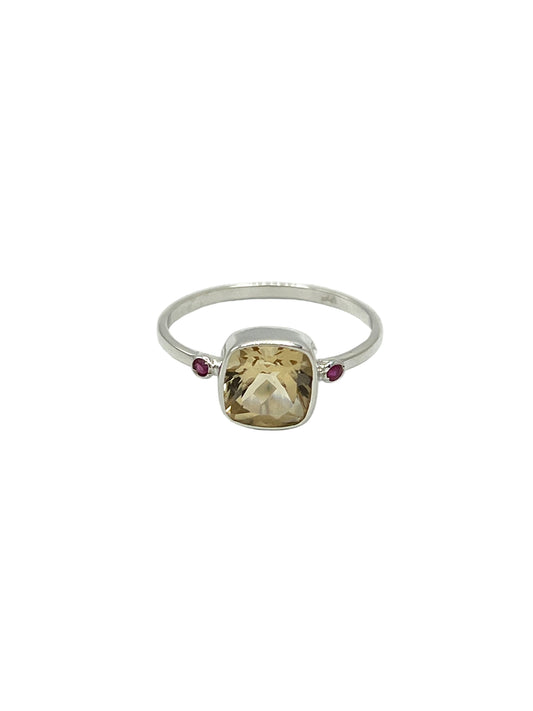 Faceted Square Gemstone Ring