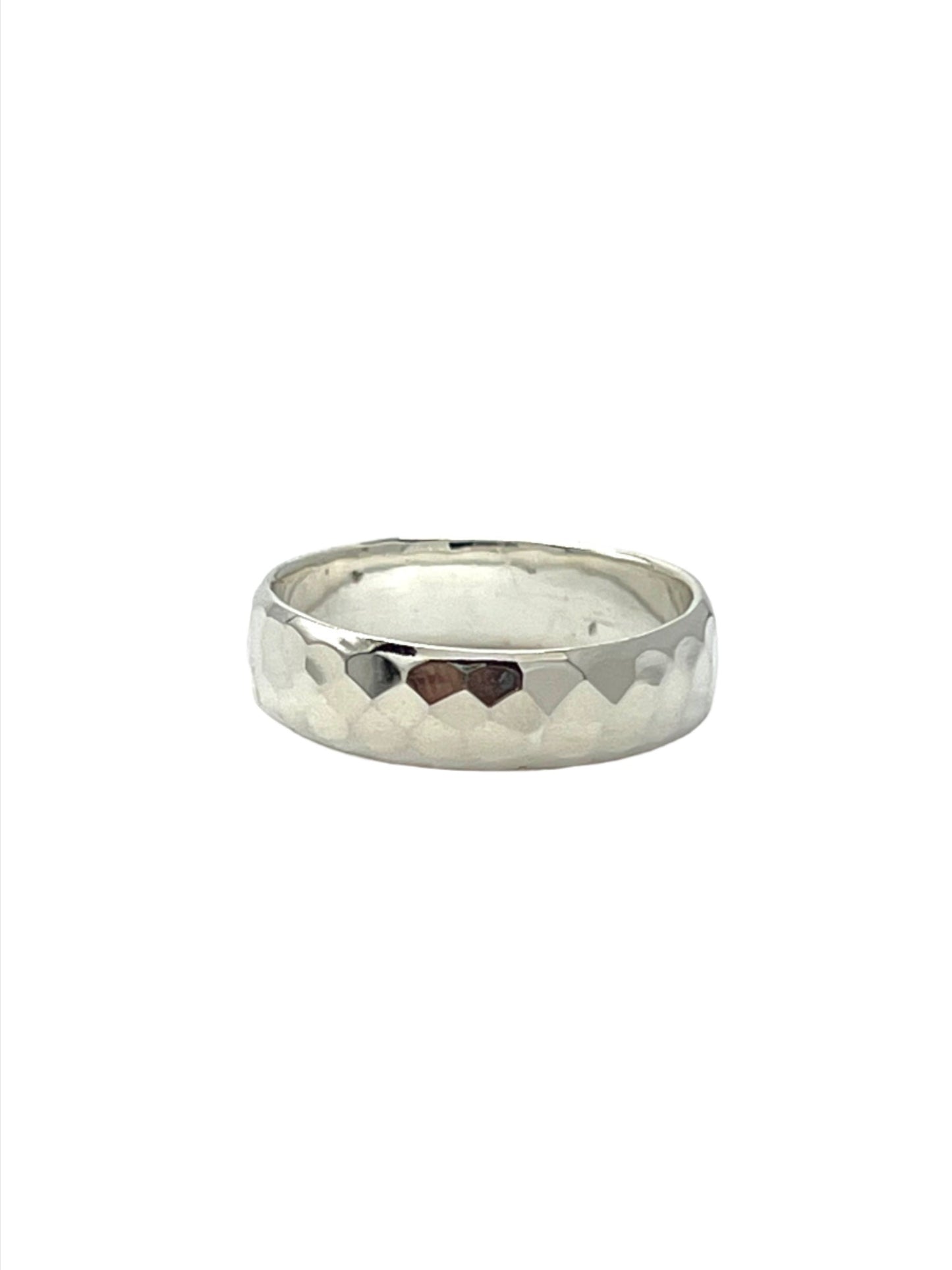 Sterling Silver Wide Curved Hammered Ring