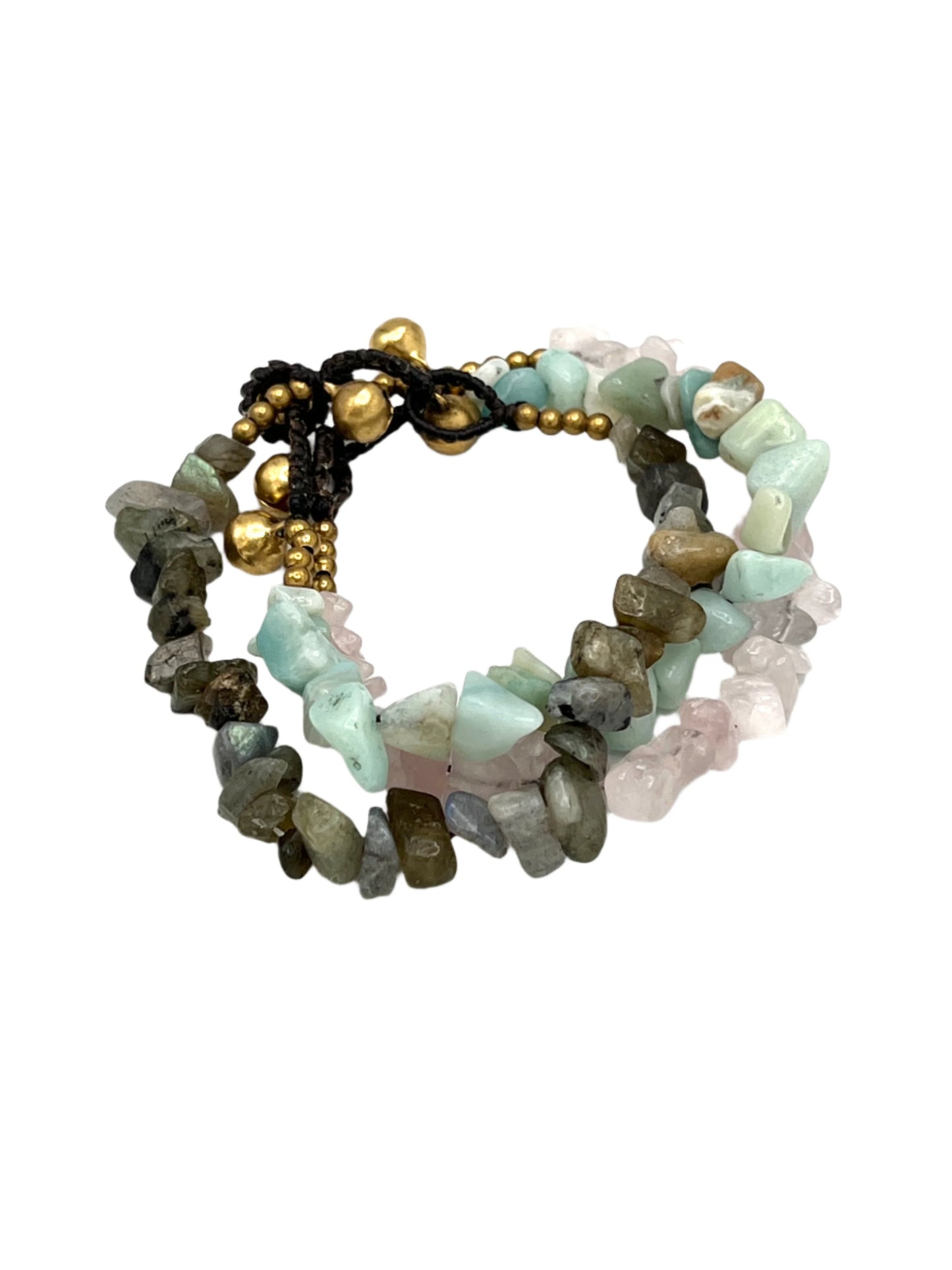 Chunky Gemstone Chip Brass Bracelet