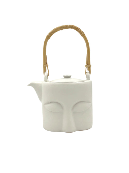 White Buddha Face Tea Pot Set