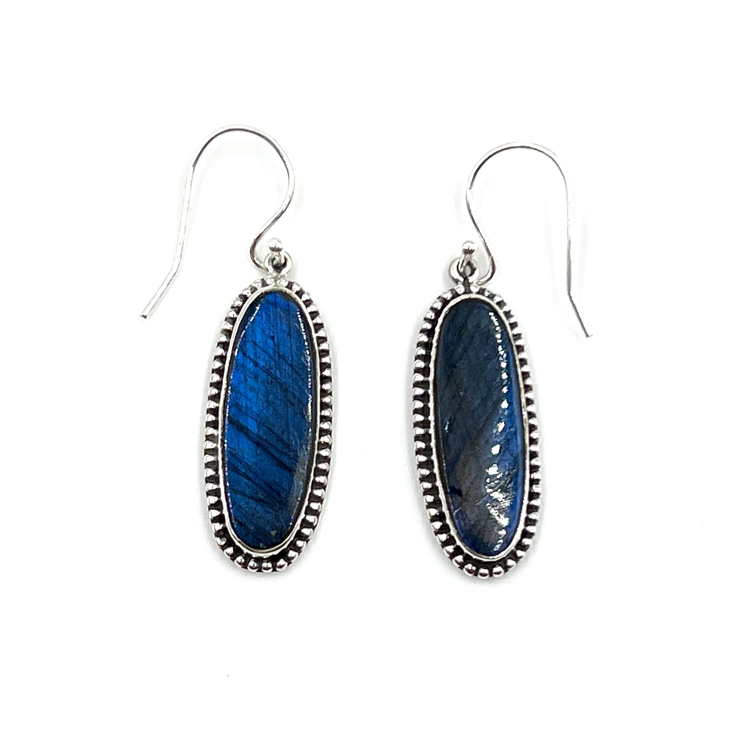 Sterling Silver Oval Labradorite Earrings