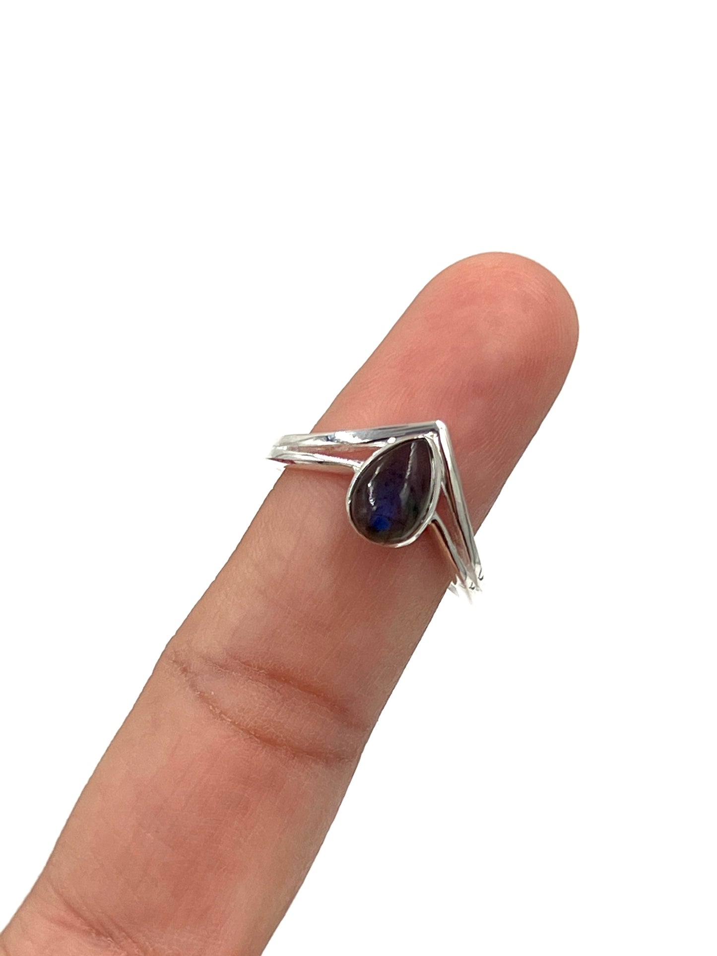 Crown Teardrop Labradorite Ring