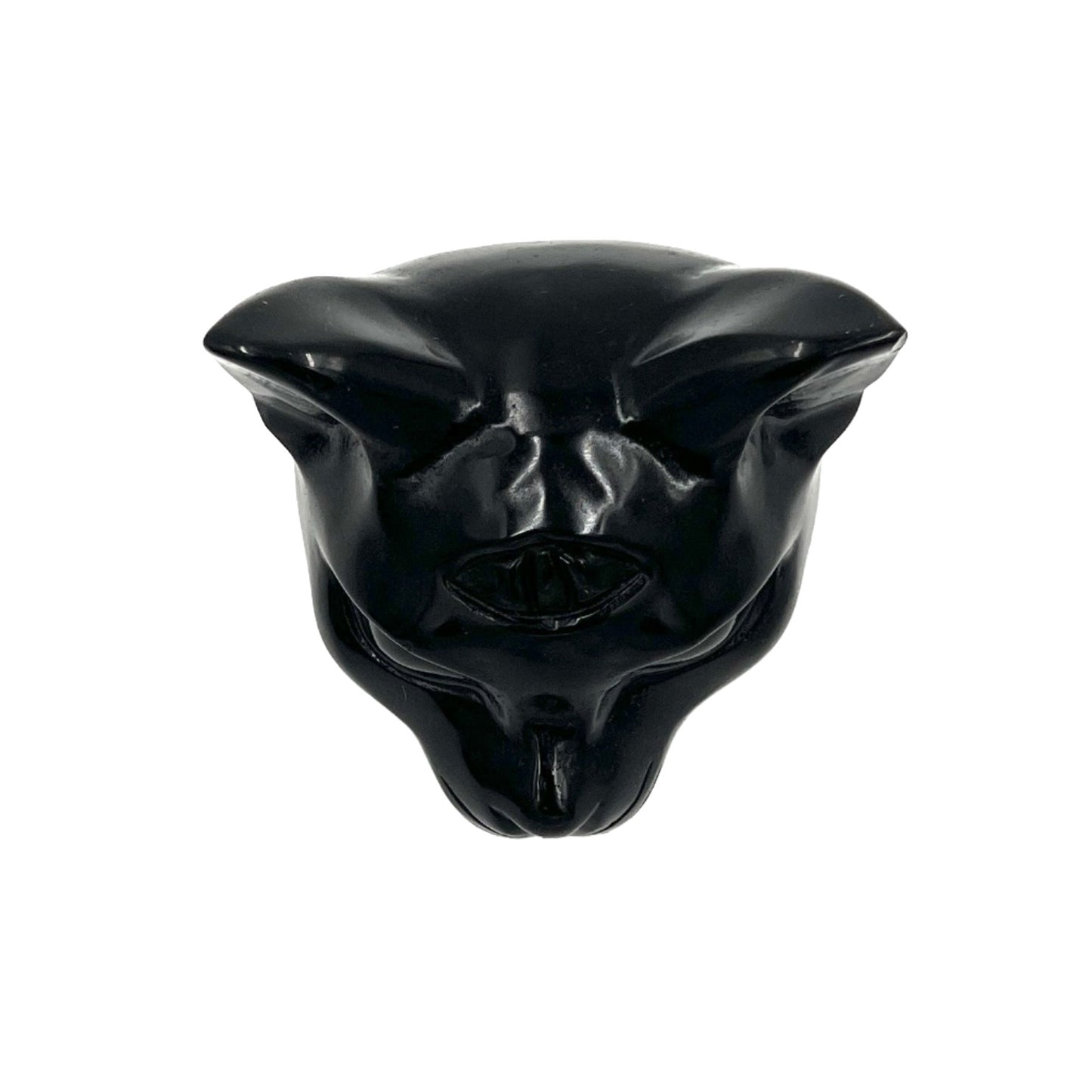 Large Third Eye Obsidian Cat