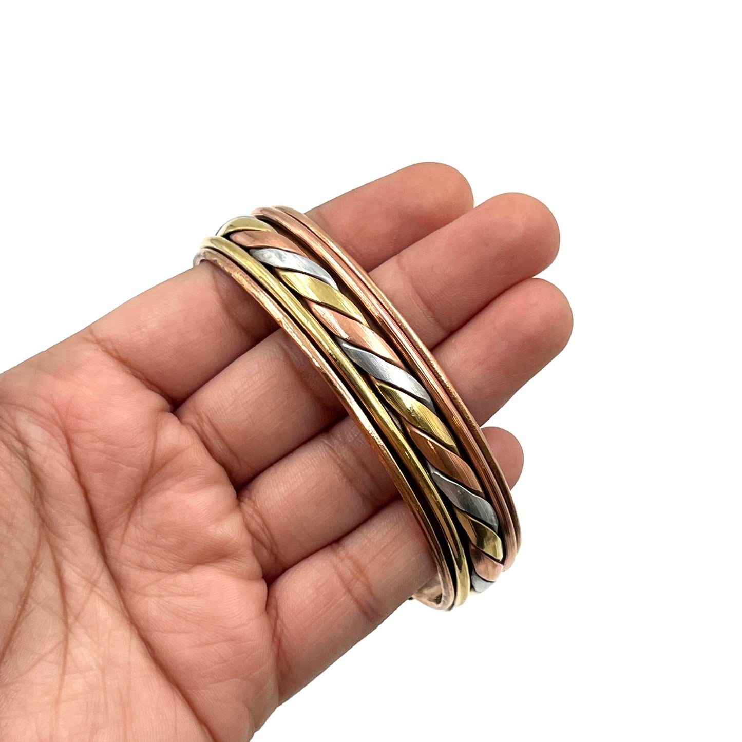 Wide Multi Metal Rope Copper Bracelet