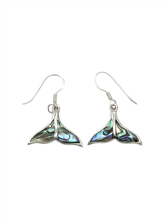 Sterling Silver Shell Whale Tail Earrings