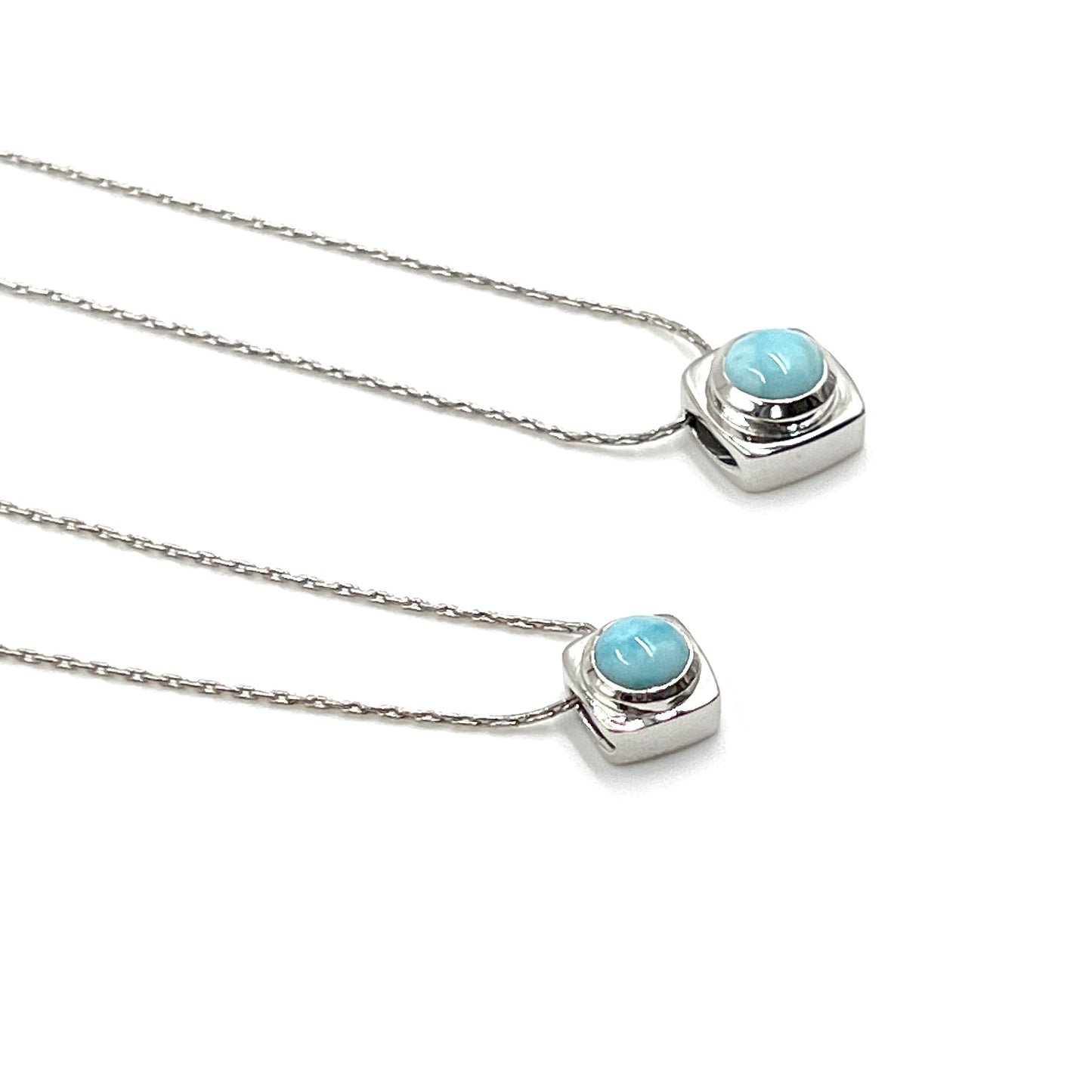 Sterling Silver Square Larimar Necklaces