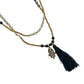 Brass Charm & Tassel Beaded Necklace
