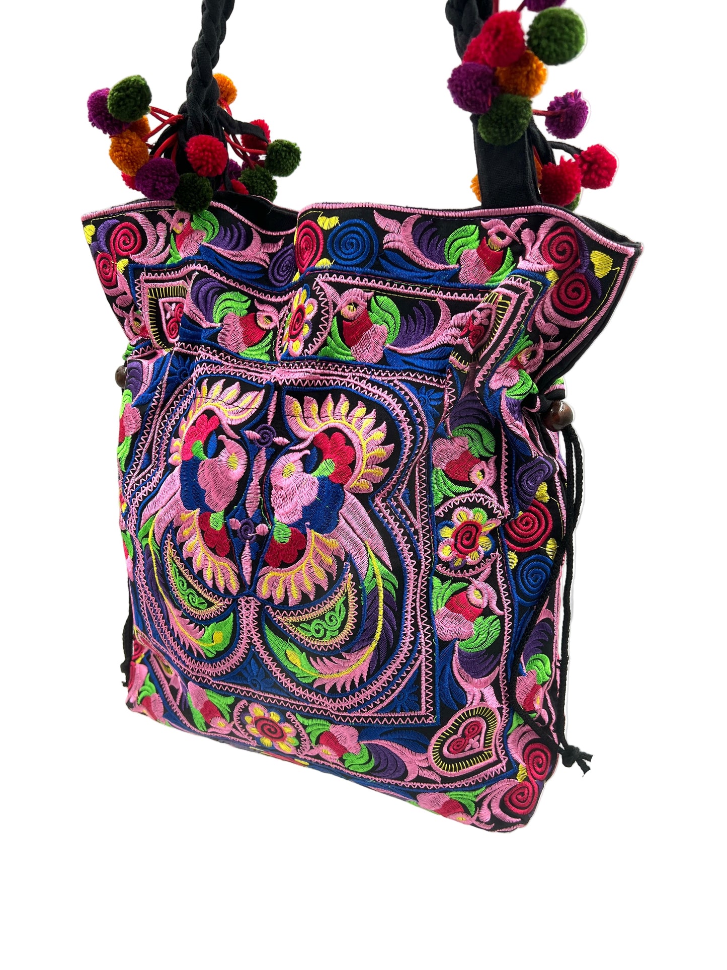 Embroidered Bird Shoulder Bag