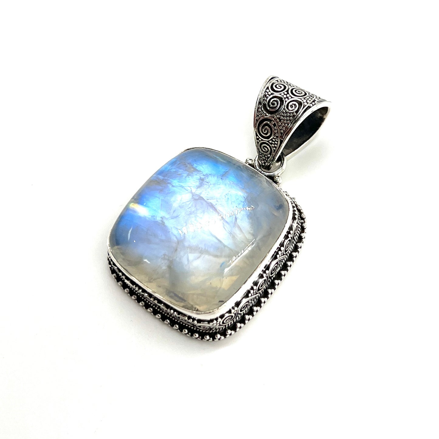 Sterling Silver Filigree Square Moonstone Pendant