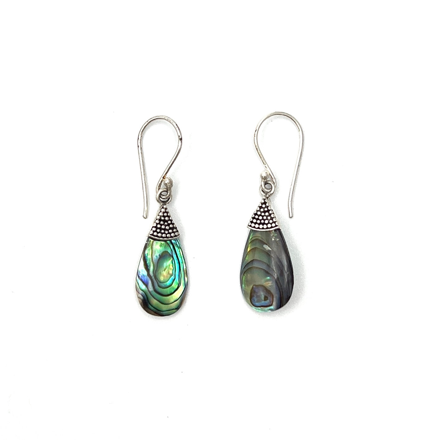 Sterling Silver Teardrop Filigree Abalone Earrings