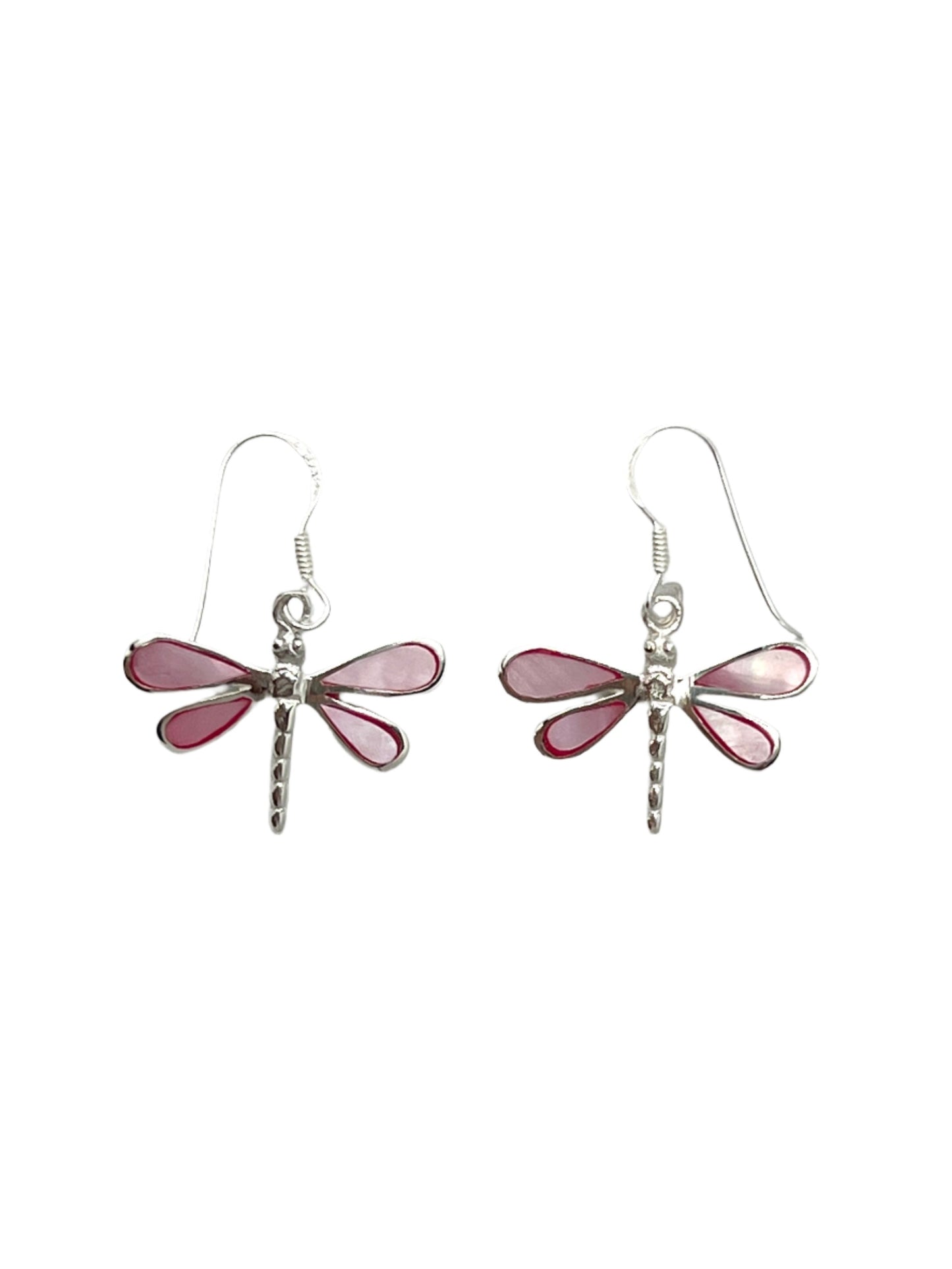 Sterling Silver Shell Dragonfly Earrings