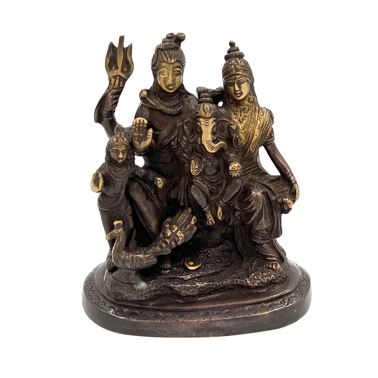 Hand Finished Brass Shiva Family Statue