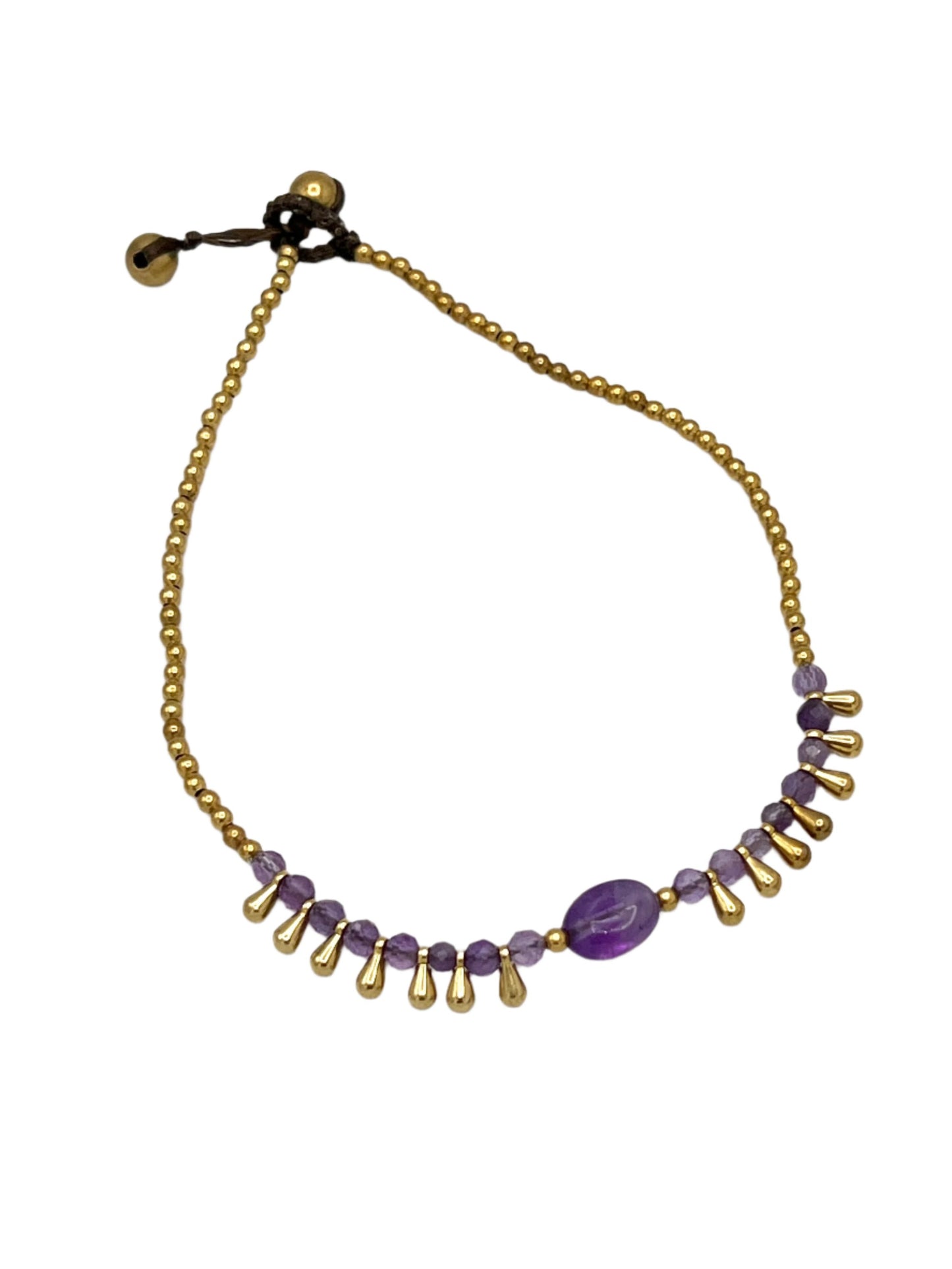 Gemstone Teardrop Brass Anklets