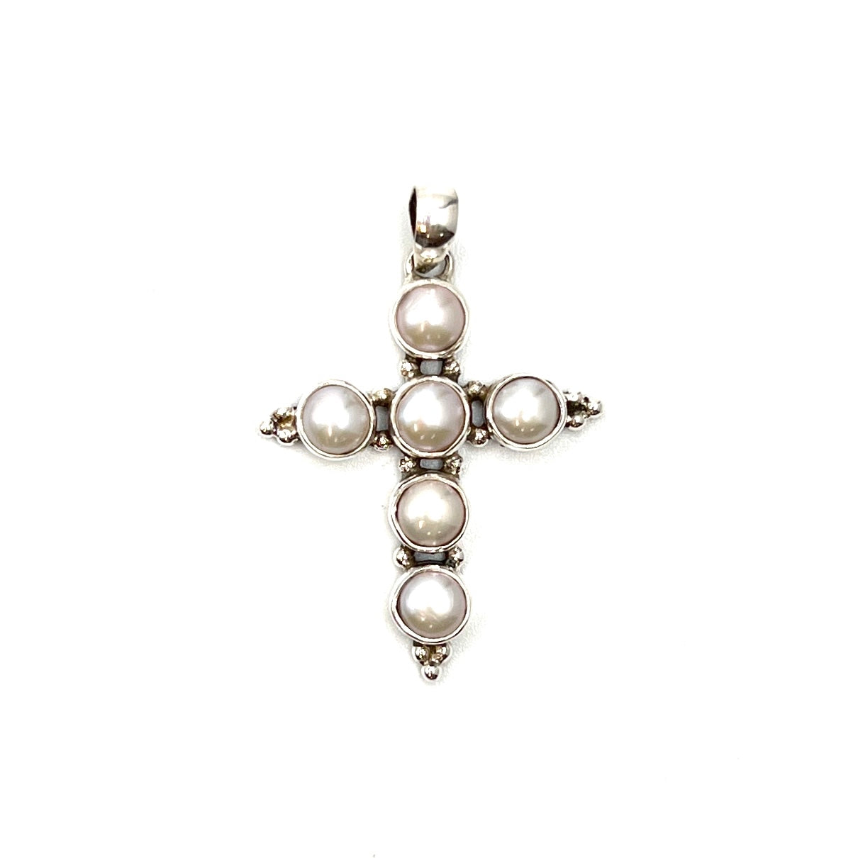 Sterling Silver Pearl Cross Pendant