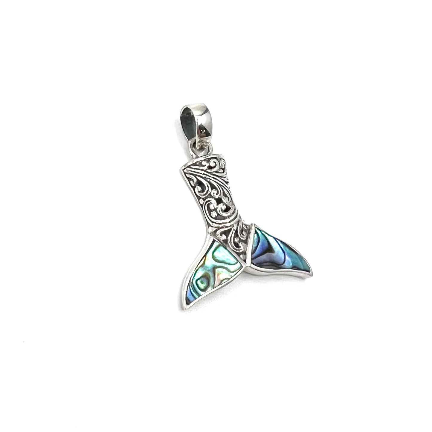 Sterling Silver Abalone Mermaid Tail Pendant