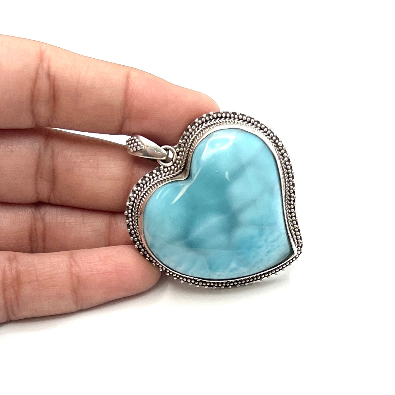 Sterling Silver Larimar Heart Pendants