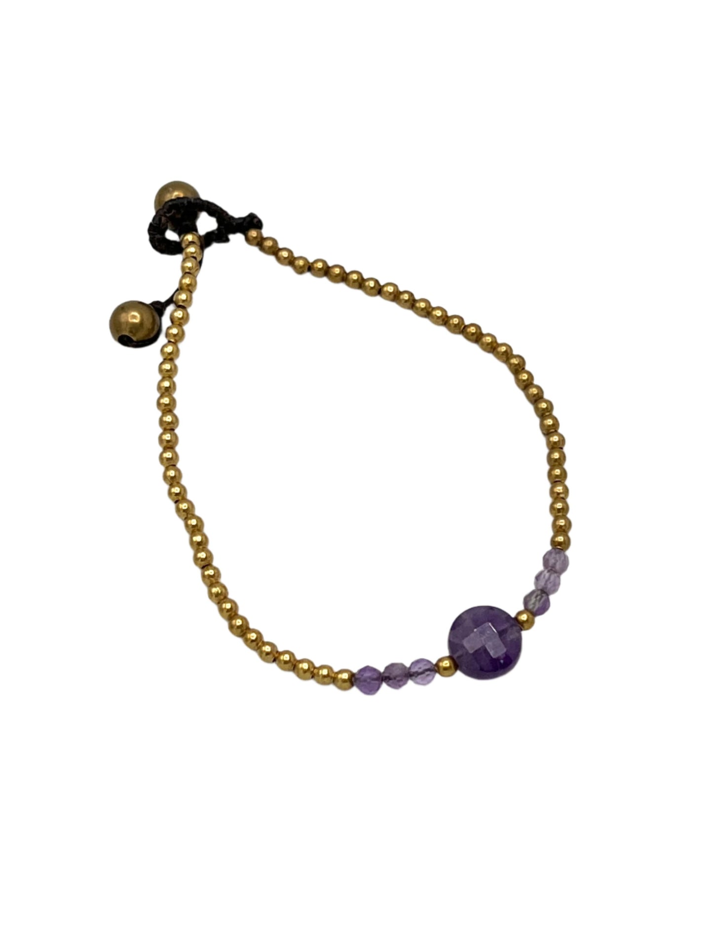 Faceted Round Gemstone Brass Bracelet