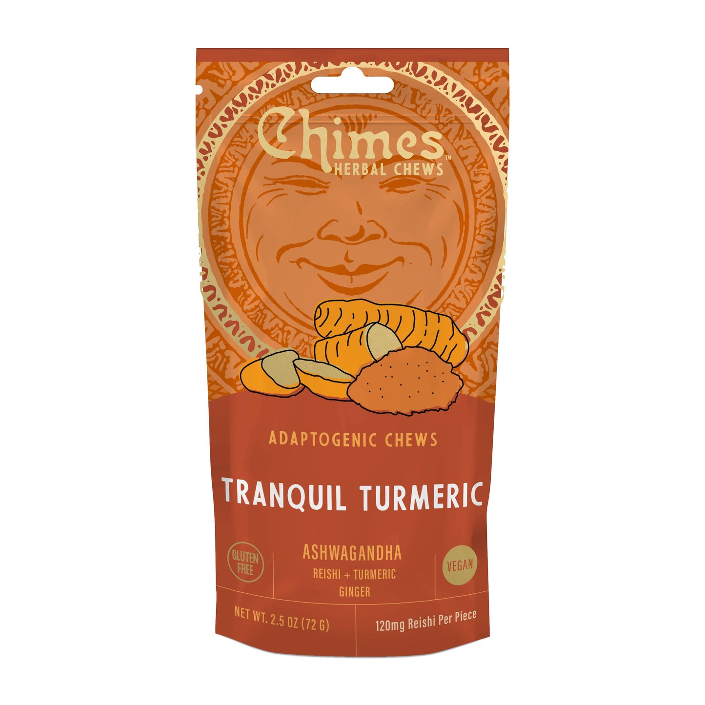 Chimes Tranquil Turmeric Adaptogenic Ginger Chews Candy - 2.5 oz Bag