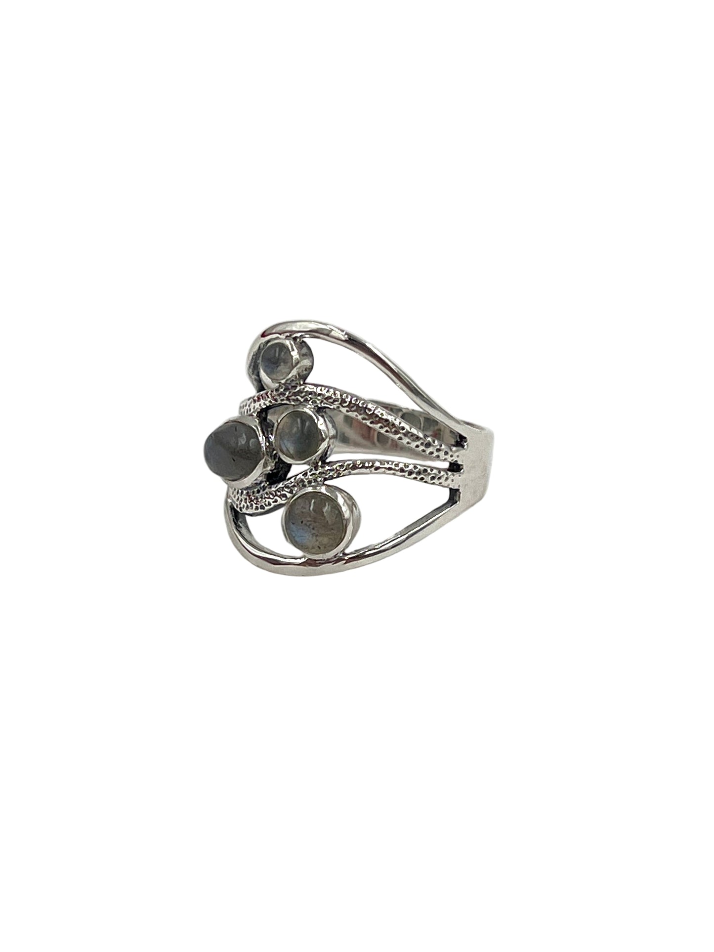 Silver Labradorite Wave Ring