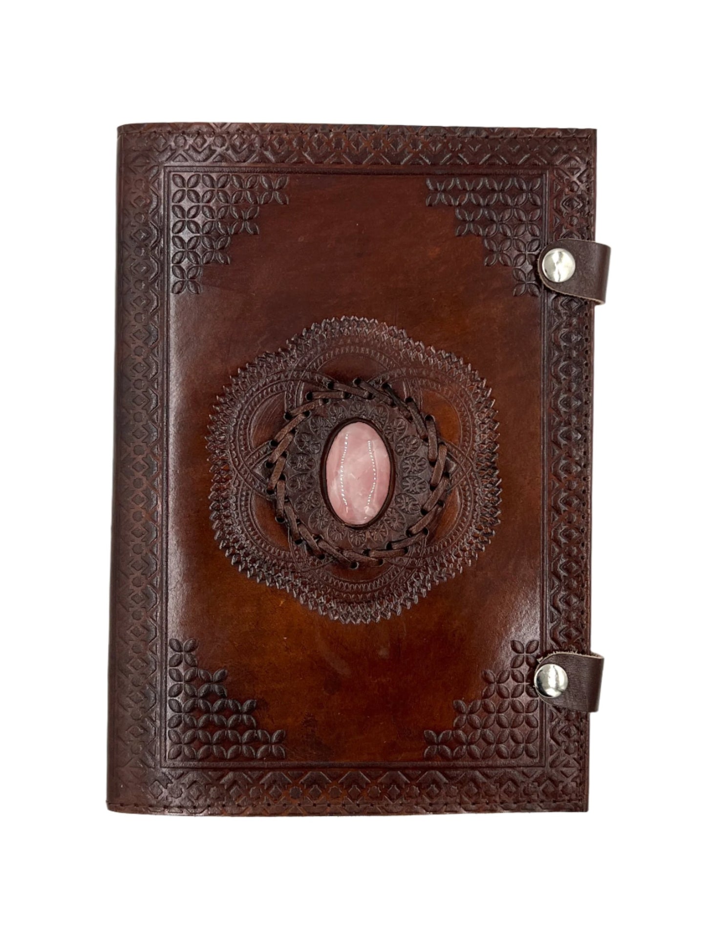 Camel Leather Gemstone Journal | Lotus | 10" x 7" x 1/2"