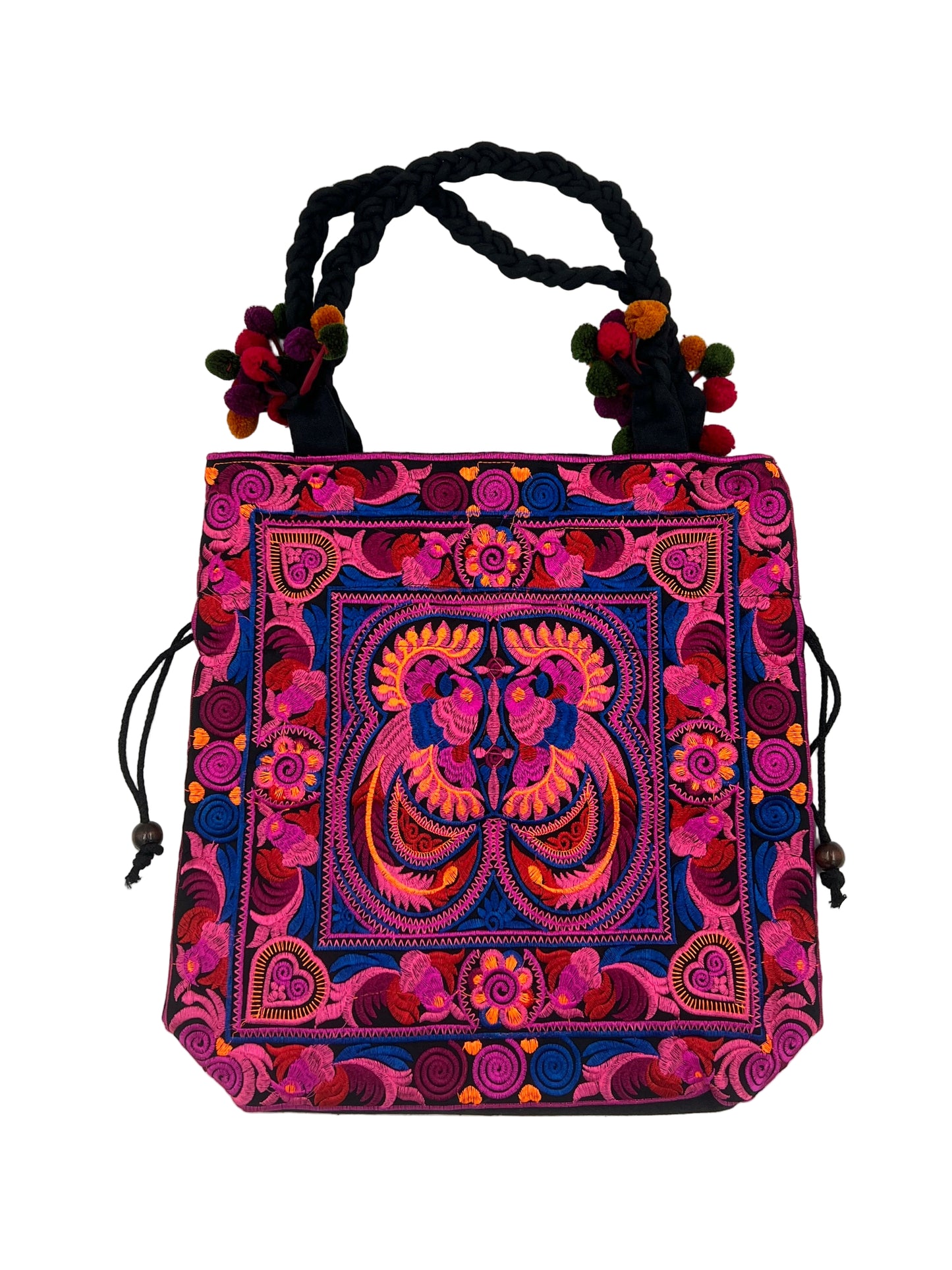 Embroidered Bird Shoulder Bag