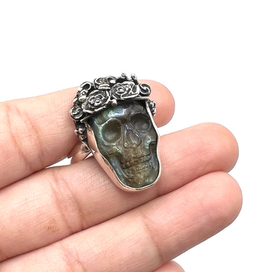 Bertha Skull Labradorite Ring