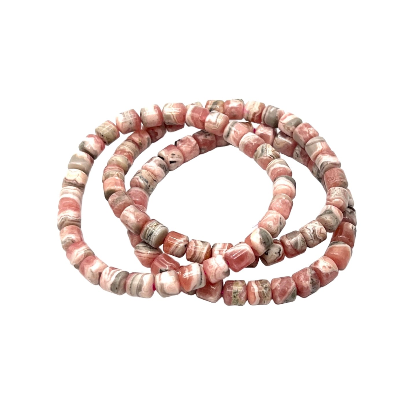 Rhodochrosite Tube Stretchy Bracelets