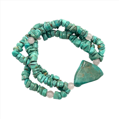 Turquoise Three strand Bracelets with Rose Quartz