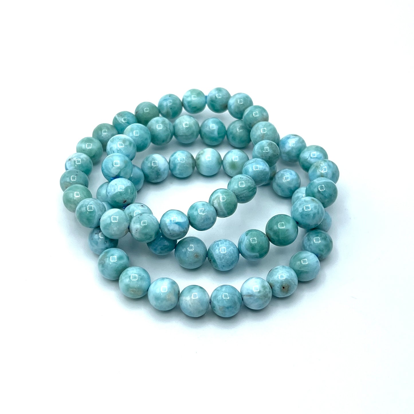 Larimar Round Beaded Stretchy Bracelets