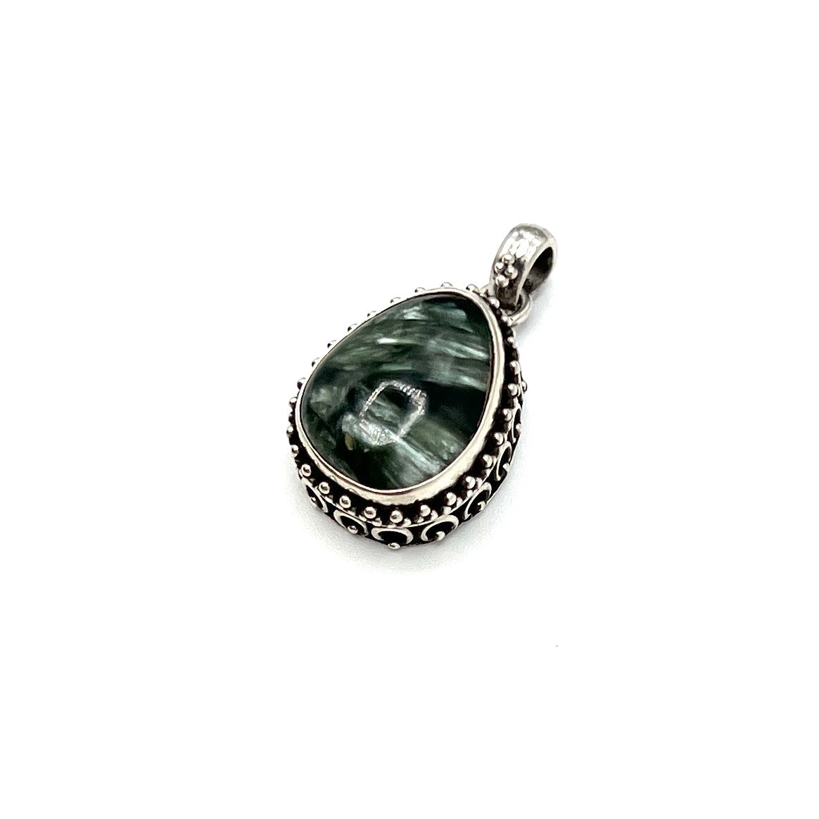 Sterling Silver Beaded Seraphinite Pendants