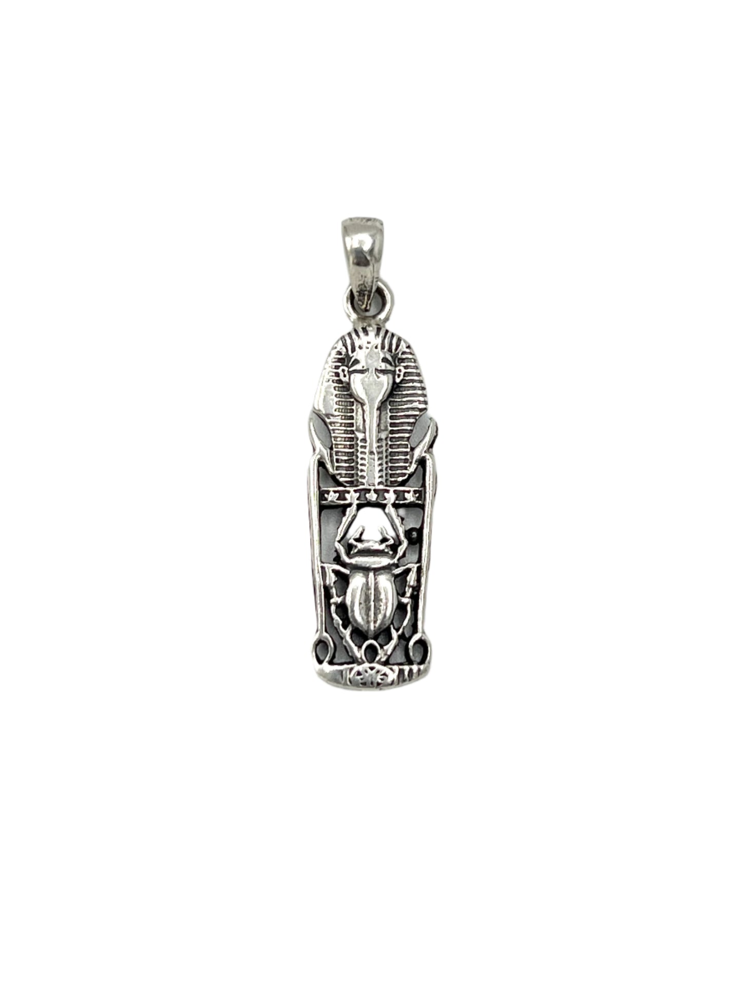 Silver Pharaoh Scarab Pendants