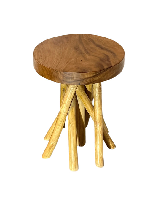 Small Teakwood Stool Intertwined Legs