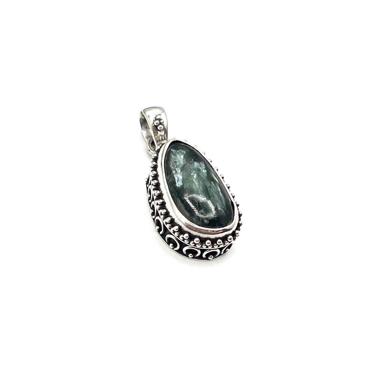 Sterling Silver Beaded Seraphinite Pendants